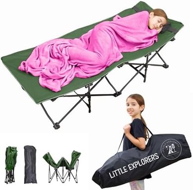 Portable Little Explorers Camping Cot with Pillow