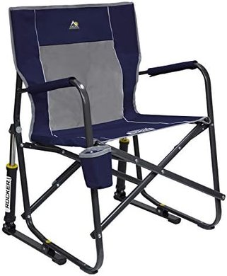 Freestyle Rocker Camping Chair: Portable, durable, with drink holder.