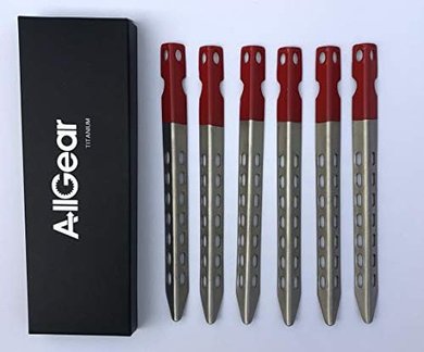 Titanium V-stakes: 6-pack, 9mm x 165mm for camping, hiking