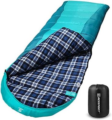 Bessport Flannel-Lined Winter Sleeping Bag (18℉-32℉, 3-4 Season)

