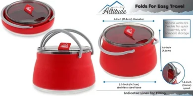 Red 1L Collapsible Travel Kettle: Portable Camping Tea Maker
