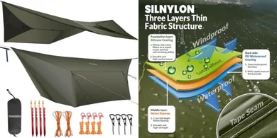 OneWind 12ft Ultralight Silnylon Hammock Tarp with Doors