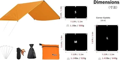 Azarxis Waterproof Camping Ground Cloth (Large, Orange)
