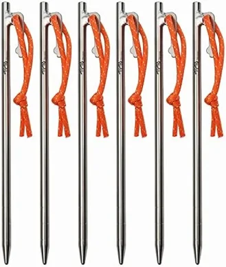Titanium Tent Stakes: Heavy-duty, lightweight for camping, gardening. (4/6 pack)