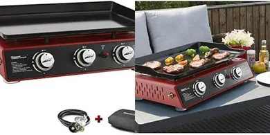 Royal Gourmet Portable 24" 3-Burner Gas Grill Griddle with Cover