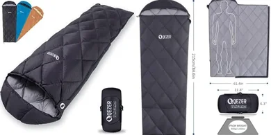 Ultralight 600 Fill Power Duck Down Sleeping Bag (Adults/Teens, 40-60°F)