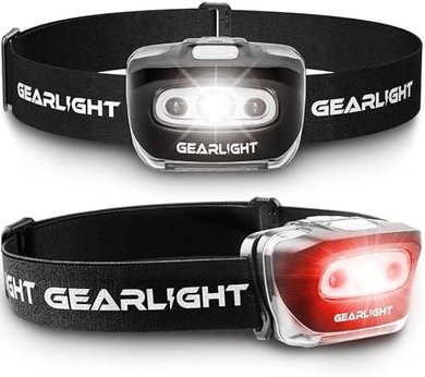 GearLight LED Headlamp: 7 Modes, Adjustable, Red Light
