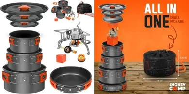 Portable Non-Stick Camping Cookware Set with Stove