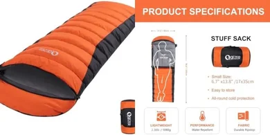Ultralight 600 Fill Power Down Sleeping Bag for Cold Weather