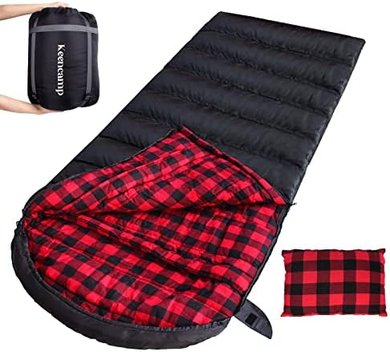 XXL 4-Season Cotton Flannel Sleeping Bag with Pillow
