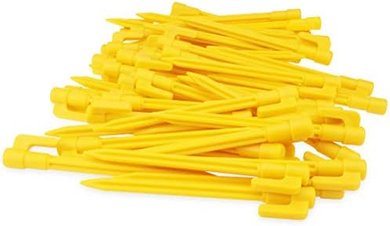 Yellow Garden Stakes: 60 Pack, 5.7" Tent & Netting Anchors
