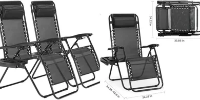 Deluxe Zero Gravity Reclining Chairs with Pillows & Cup Holders