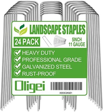 Heavy-duty galvanized U-stakes for landscaping & securing fabrics.