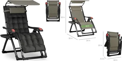 Zero Gravity Canopy Lounge Chair with Cup Holder & Tray