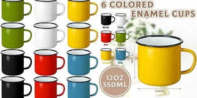 Yinder Enamel Camping Mugs (12-pack, 12 oz, multi-color)