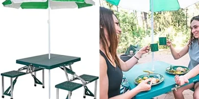 Stansport Green Picnic Table with Umbrella
