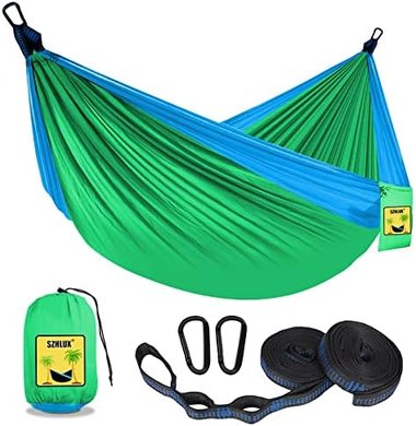 Kids Hammock Camping Set: Sapphire Blue & Grass Green